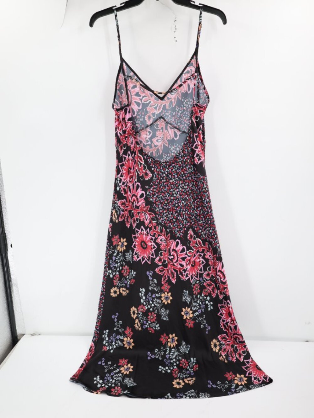 Free People Midi Slip Dress Womens Large Your Better Side Floral Satin V Neck - Picture 8 of 15